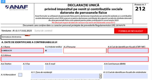 Instructiuni de completare Declaratia Unica 2025 (Formularul 212)